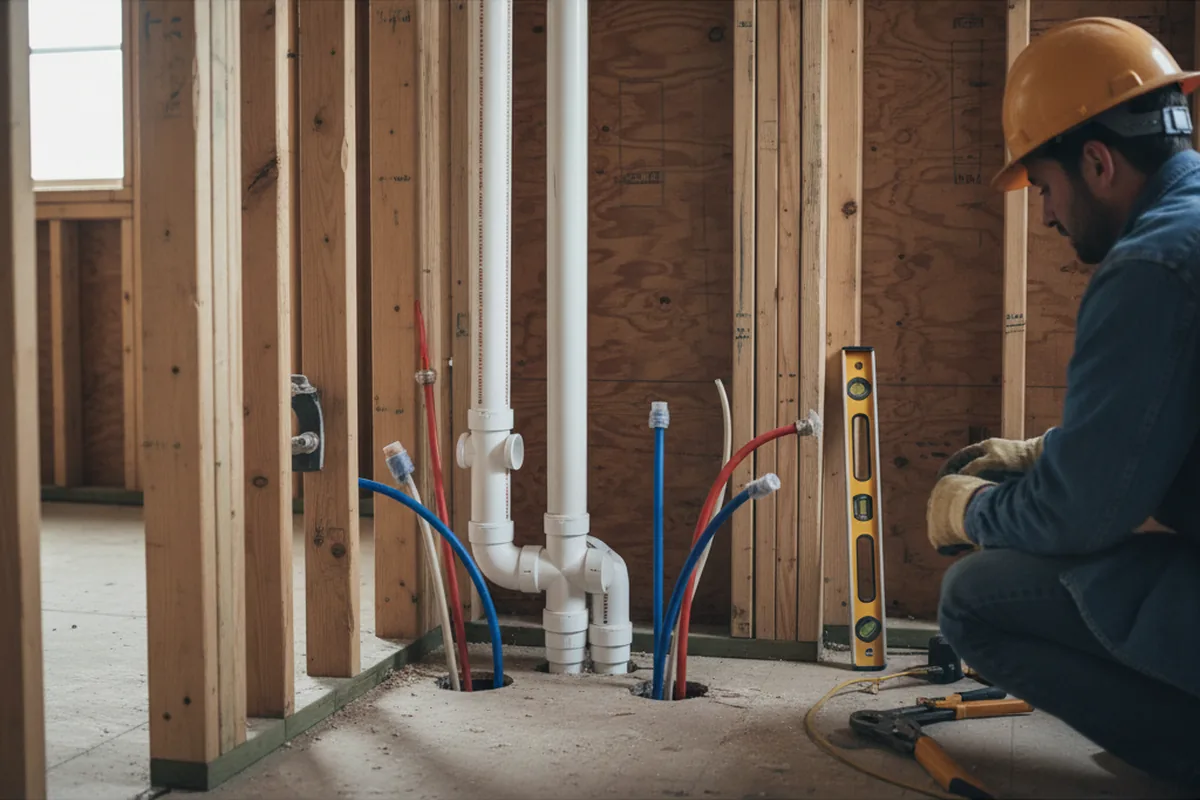 Drain and supply rough-in during Leak Detection in Gilsum