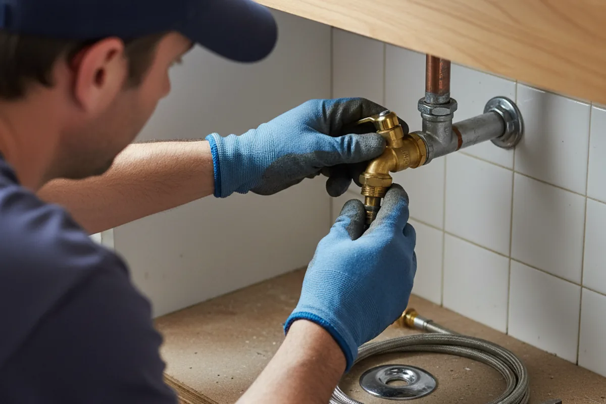 Shutoff valve and fitting work during Burst Pipe Repair in Gilsum